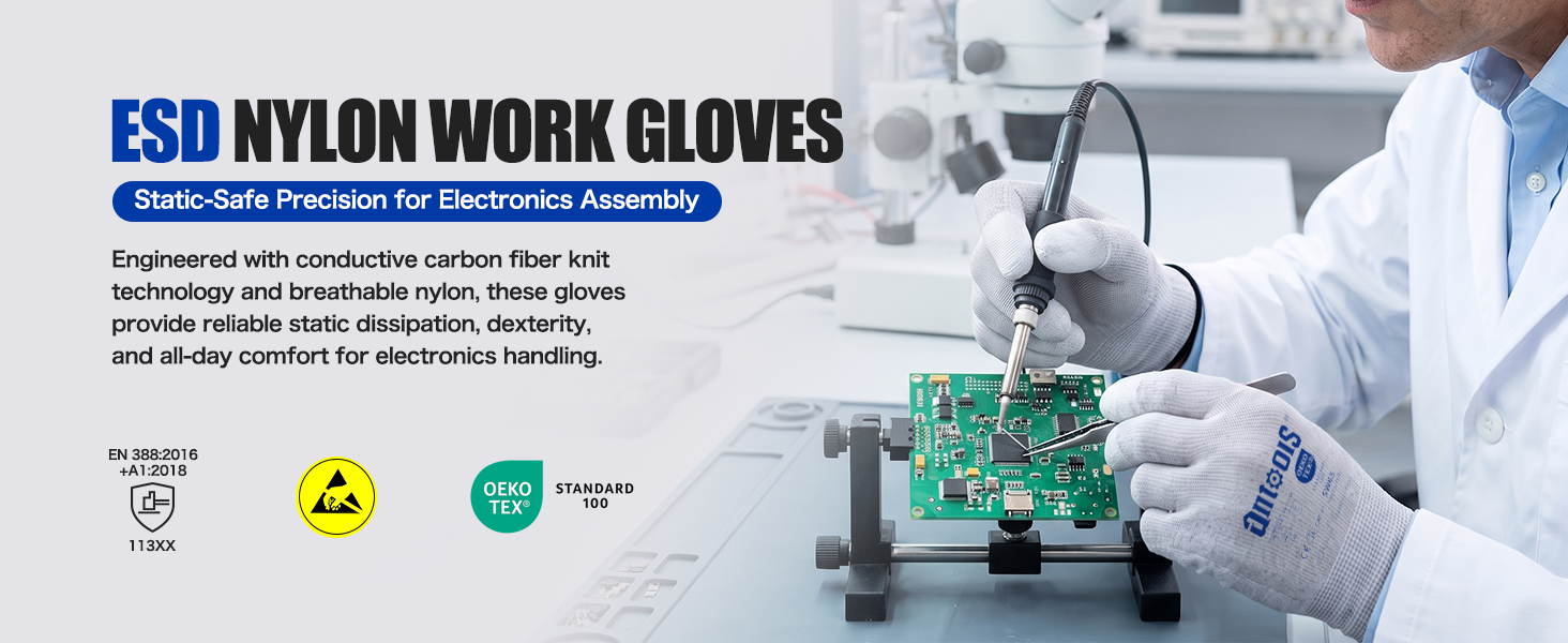 antools Nylon ESD Anti-Static Gloves