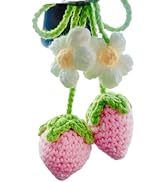 Crochet Strawberry Rear View Mirror Accessories, Flower Car Mirror Hanging Accessories, Cute Car ...