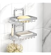 Moforoco Silver Double Soap Bar Holder for Shower, No Drilling Rustproof Stainless Steel, Wall Mo...