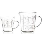 Unbreakable Glass Measuring Cup with V-Shaped Spout and Handle - 2Pcs Multipurpose Measuring and ...