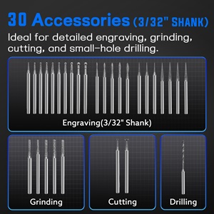 Glass etching kit metal engraving tools includes 30 versatile bits for mini rotary tool