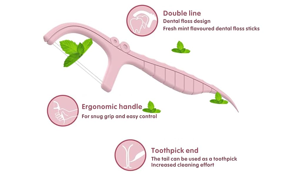 Mint flavoured dental floss sticks