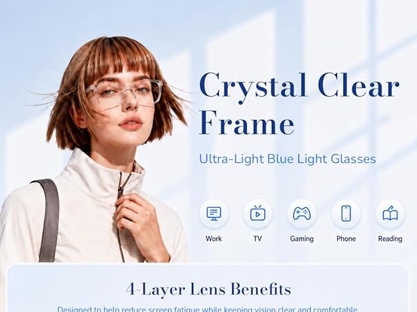 blue light glasses mens clear Frame