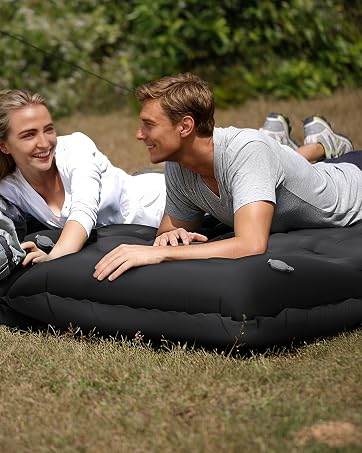 Camping Sleeping Pad,5.9 Inch Thick Camping Mat with Built in Pillow and Foot Pump