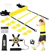GHB Pro Agility Ladder Soccer Kick Trainer Set 20ft 12 Rung10 Cones and 4 Stakes Speed Agility Fo...