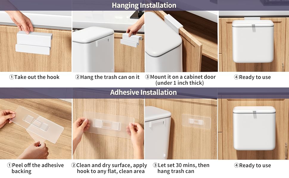 Two installation methods - hanging or sticking