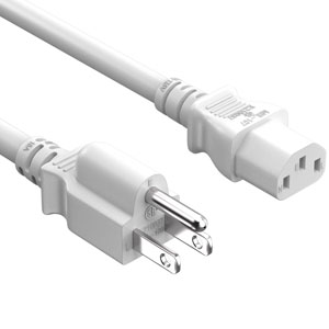 White 5-15P to C13 Power Cable