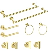 Cilee 10 Piece Gold Bathroom Accessories Set, 24 inch Black Towel Bar Ring+Toilet Paper Holder+ R...