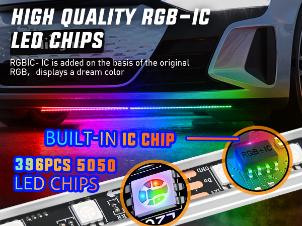 4Pcs Aluminum Underglow Neon Accent Strip Lights 396 LEDs Dream Color