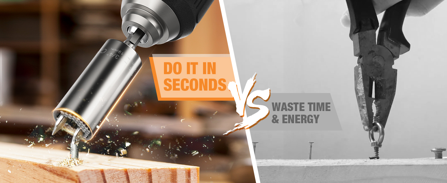 Universal socket compared to traditional tools