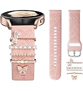 DaQin Flower Engraved Band Compatible with Samsung Galaxy Watch 7 Band/Watch 6 5 4 40mm 44mm,Gala...