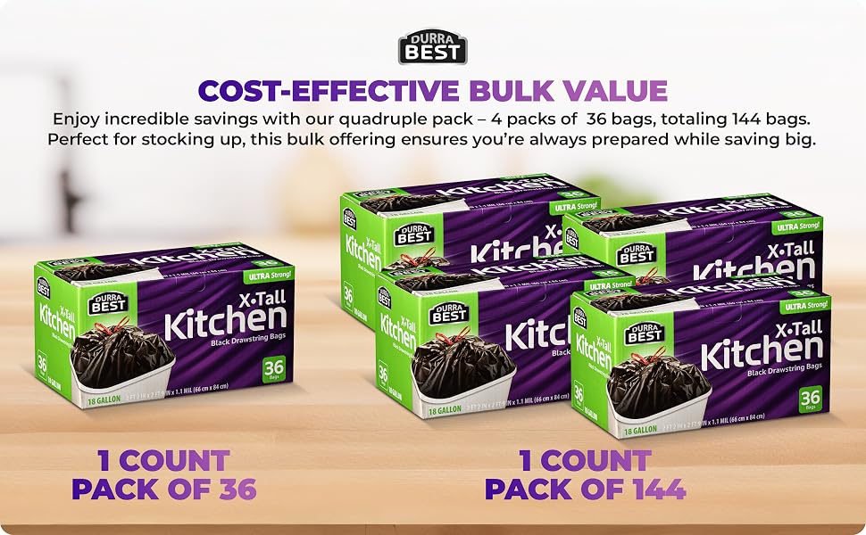 X-Tall Kitchen Drawstring Trash Bags 3