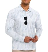 ZITY Mens Long Sleeve Golf Shirts Print Polo Shirts UPF 50+ Sun Shirts | UV Protection Shirts,3 B...