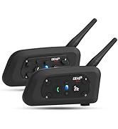 EJEAS V6 Pro Motorcycle Helmet Bluetooth Intercom, 2-Way 1200M Motorcycle Bluetooth Headset Unive...