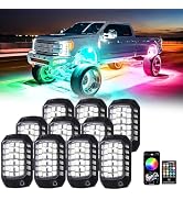 RGB Rock Lights, 10 Pods 360 LEDs SMD Chips Super Bright App Control Underglow Neon Light Exterio...