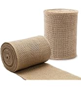 LaRibbons 2 Pcs 6 Inch Burlap Wide Fabric Craft Ribbon,10 Yard Per Roll, Natural Brown Ribbon for...