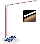 JOSTIC LED Desk Lamp with Night Lighting, Fast Wireless Charger, USB Charging Port, 10 Brightness...