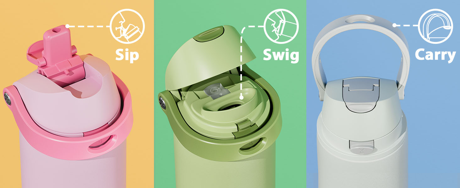 insulated water bottle with straw