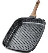 CAROTE 11 Inch Nonstick Grill Pan for Steak - Premium Granite Nonstick Coating, Square Grill Skil...