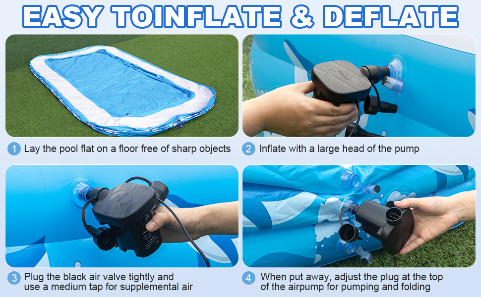 Large Inflatable Pool for Adults Kids,Blow-up Pools Inflatable Swimming Pool with Pump, Kiddie Pool
