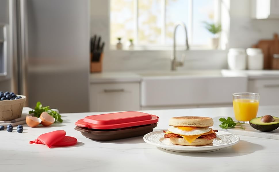 Microwave Egg Cooker with 2pcs Silicone Oven Mitts Heat Resistant
