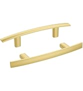 homdiy 20 Pack Brushed Gold Cabinet Handles Curved Gold Pulls for Kitchen Cupboard Brass Drawer P...