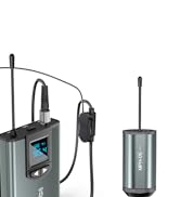 Wireless Lavalier/Headset Microphone System Dual Bodypack Transmitters&amp;Receiver Wireless Mic Set ...
