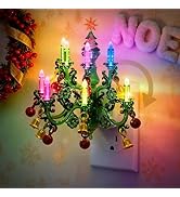 JandCase Night Lights Plug into Wall, Christmas RGB Pendant Night Light with Flame Effect,10 Colo...