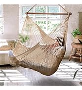 Upgraded Caribbean Hammock Chair with Detachable Metal Bar, Large Hammock Swing Chair, XL Rope Ha...