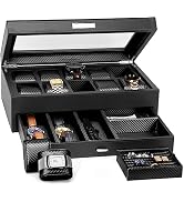 HOUNDSBAY Yachtsman Large Watch Box Jewelry Organizer for Men, Jewelry Box Organizer with Vegan L...