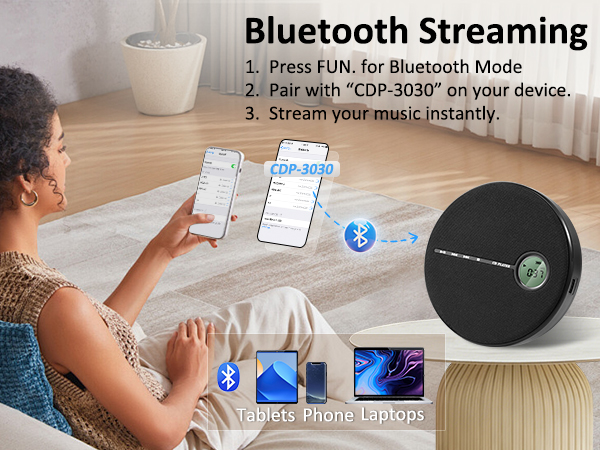 portable cd player bluetooth recieving