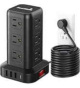 Extension Cord with Multiple Outlets, SMALLRT Surge Protector Power Strip Tower with USB Ports 12...