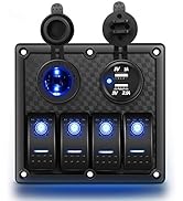 Nilight - 90107D 4 Gang Rocker Switch Panel Waterproof Pre-wired Switch Panel with USB Charger &amp; ...