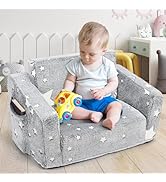 FCCABIN Toddler Sofa, Kids Couch, Fold Out Flip Out Sofa Chair, Children Convertible Sofa to Loun...