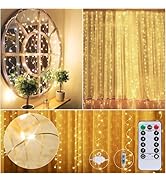 Curtain String Lights - 198 LED Window Light with Remote and Hooks, Fairy Lights with 8 Lighting ...