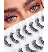 Wispy Lashes False Eyelashes Natural 16mm Fluffy Eyelashes Strip Lashes Pack 3D Volume Lashes 0.1...