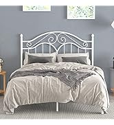 Elephance Full Size Metal Bed Frame with Vintage Headboard,11 Inches Storage Space Platform Bed N...
