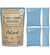 Closet and Drawer Deodorizer Bags (4 Pack) - Naturally Absorbs and Eliminates Closet Odors- 2 XL ...