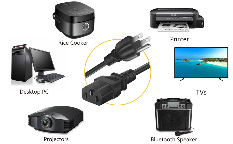 3 Prong Power Cord Widely compatible