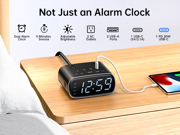 alarm clock with usb ports