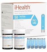 iHealth Blood Glucose Test Strips (50 Count), No Coding Blood Sugar Test, Precision Sugar Measure...