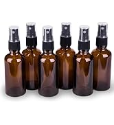 hmaimas 6 Pack Amber Glass Spray Bottles for Essential Oils, 2oz Small Fine Mist Travel Empty Spr...