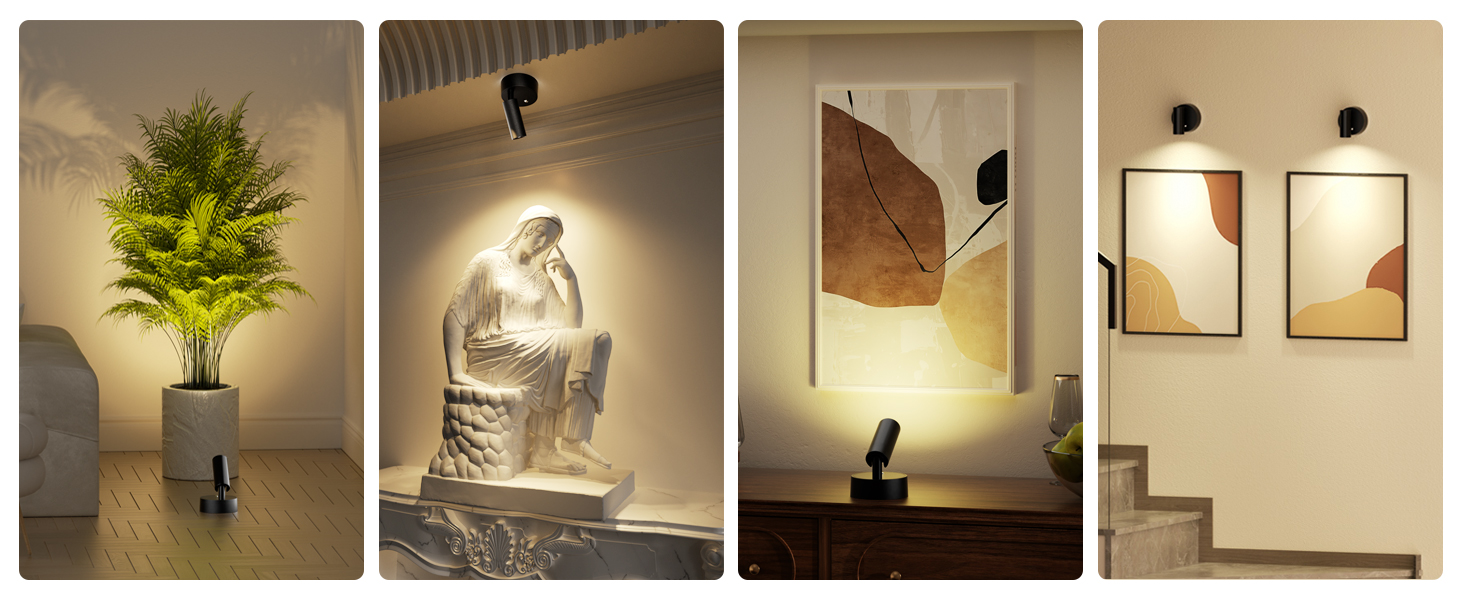 Uplighting Battery Powered with Timer for Painting Tree Wall Gallery Hallway Lights