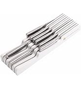 KitchenEdge White Knife Drawer Organizer Insert - Knife Block Holder, Holds 5 Long + 6 Short Kniv...