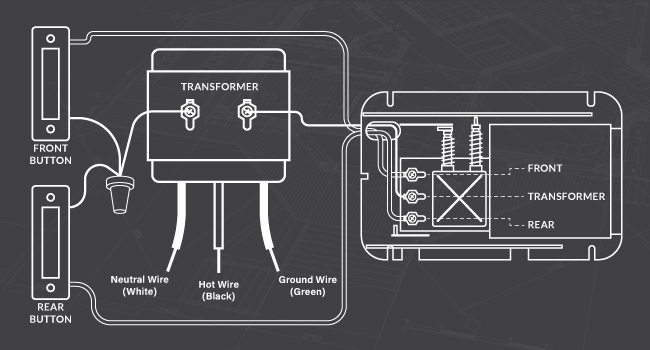 Doorbell Chime Wiring Diagram for 2 switch (front and rear)