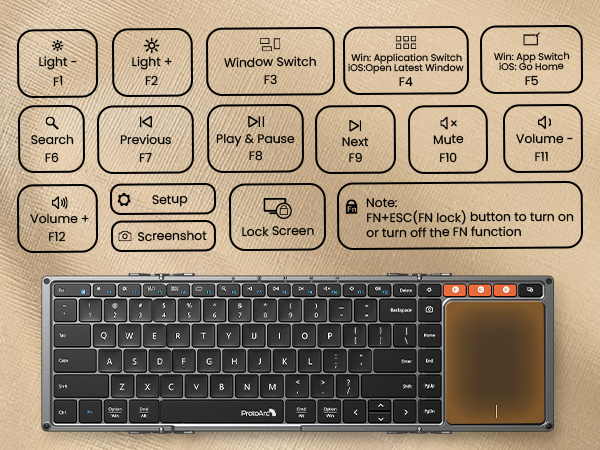 foldable bluetooth keyboard with touchpad