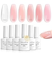 MelodySusie Builder Gel Nail Polish Set, Base Colors Nude Pink Clear 8 in 1 Nail Thickening Rubbe...