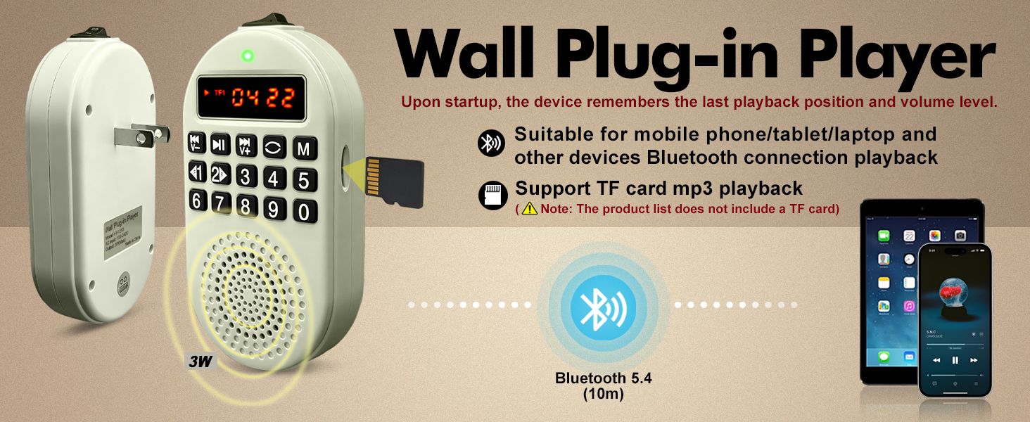 Micro SD/TF Card Slot Support MP3 Playback