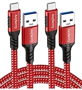 Aoybevty USB A to USB C Cable 3.3ft+6.6ft (Red), 10Gbps Data Transfer and 60W 3A Fast Charging Ca...