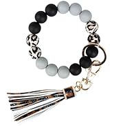 BIHRTC Key Ring Bracelet Car Keychain Holder Wristlet Silicone Women Beaded Bangle Chains